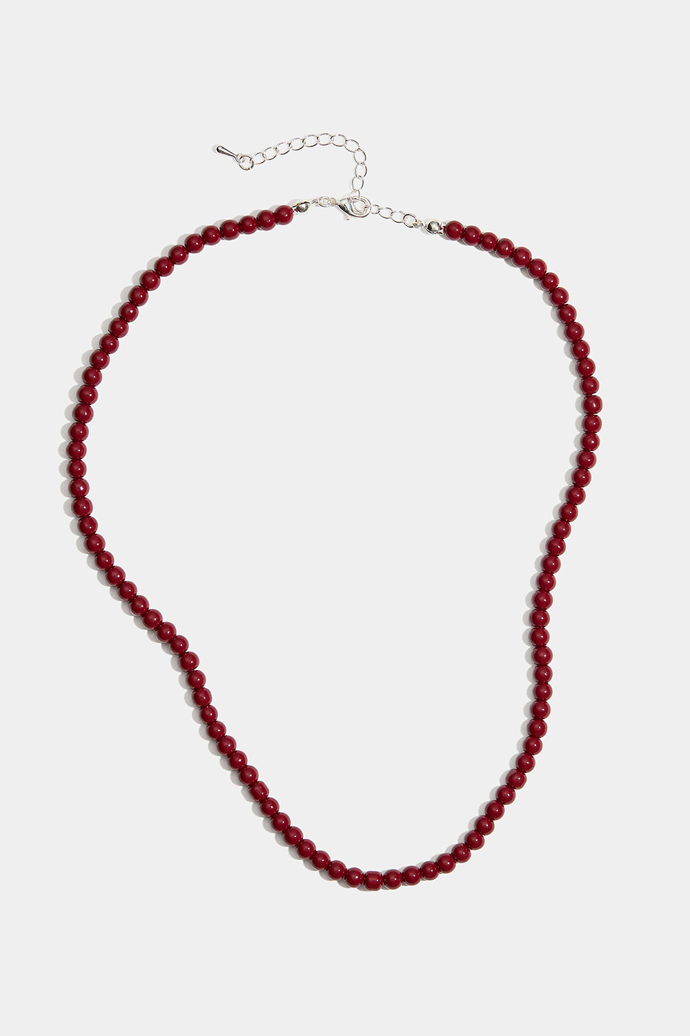 Halskæde med små vinrøde glasperler