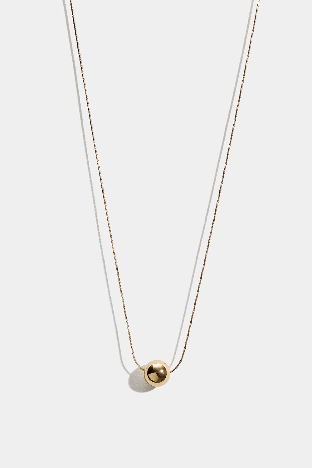 Halskæde med rund kæde og gylden perle