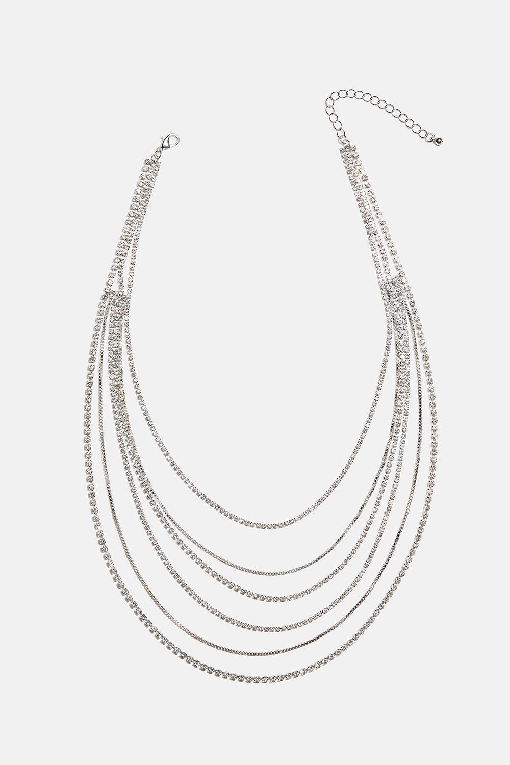 Lag-på-lag-halskæde med kæder og glassten