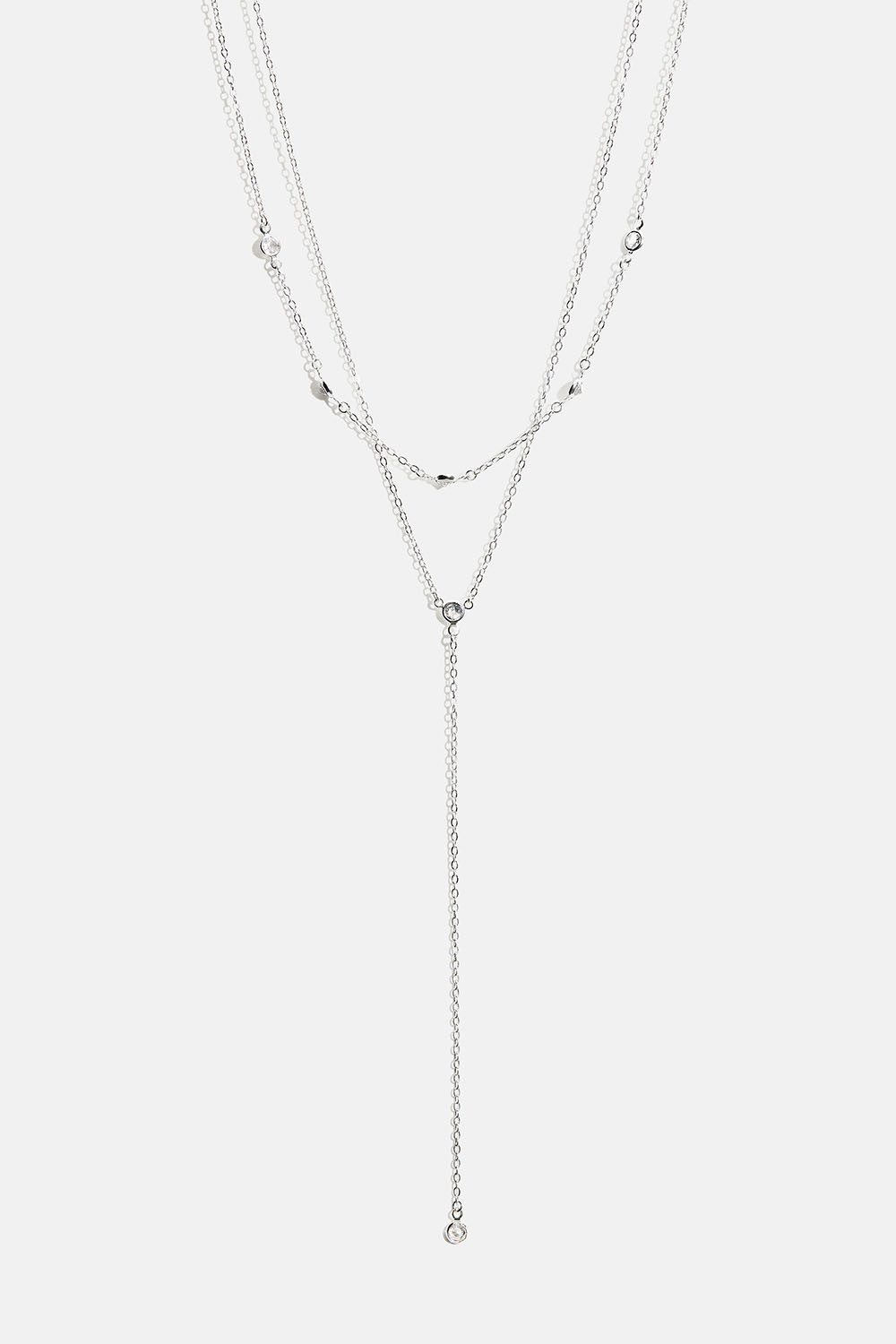 Dobbelt halskæde med små runde glassten