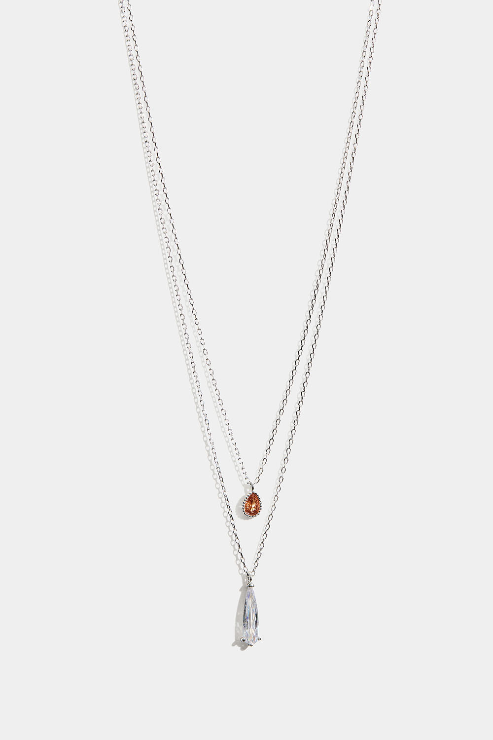 Dobbelt halskæde med dråbeformede vedhæng