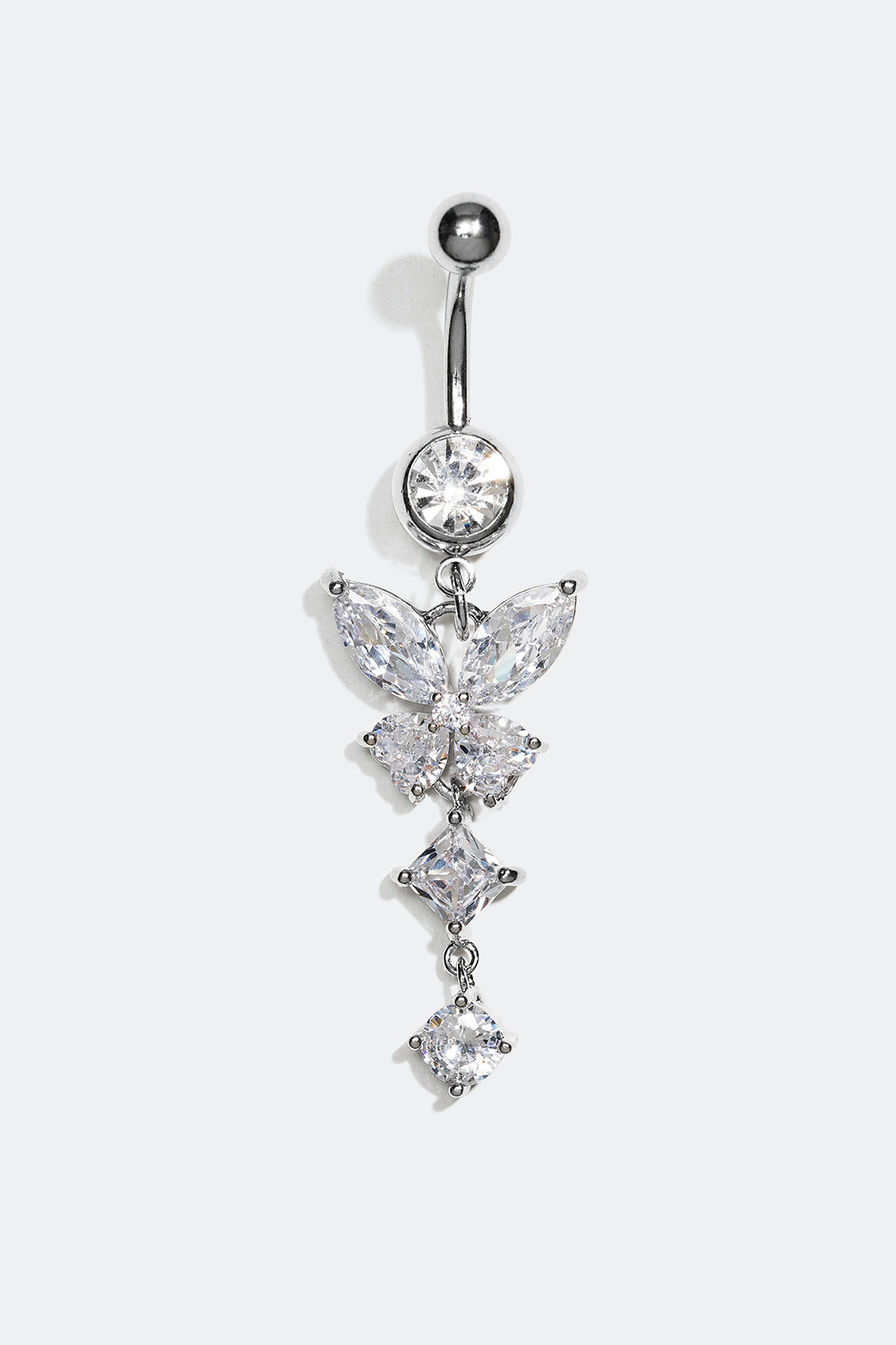 Navlepiercing med sommerfuglevedhæng og Cubic Zirconia