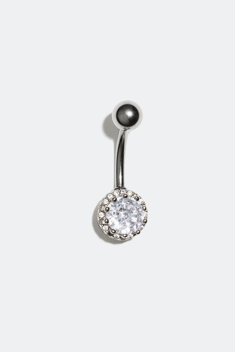 Navlepiercing med rund Cubic Zirconia sten