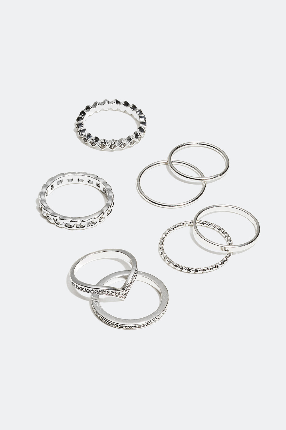 Ringe i forskellige størrelser og design, 8-pak