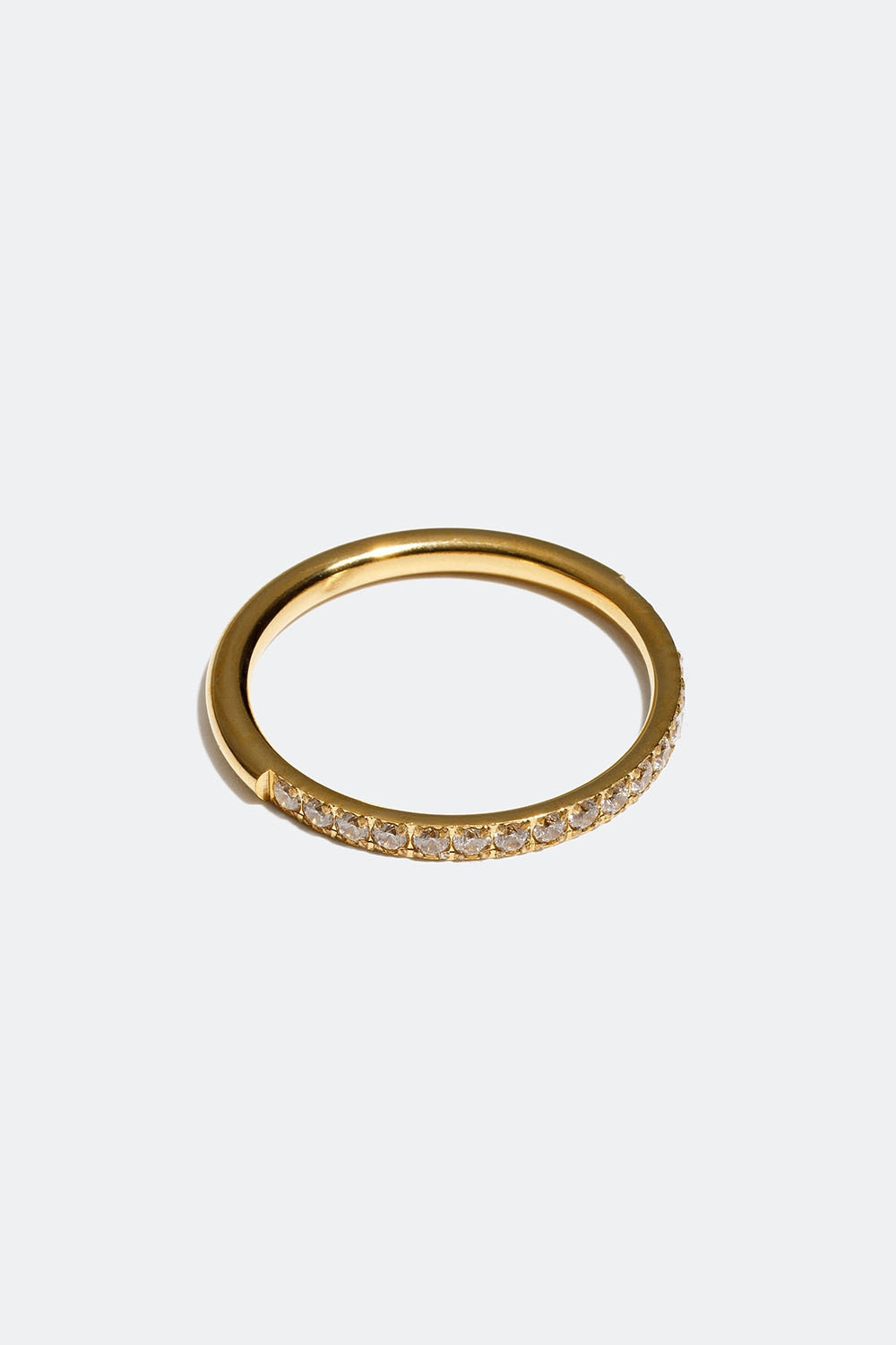 Smal ring i stål med 18k guld med Cubic Zirconia