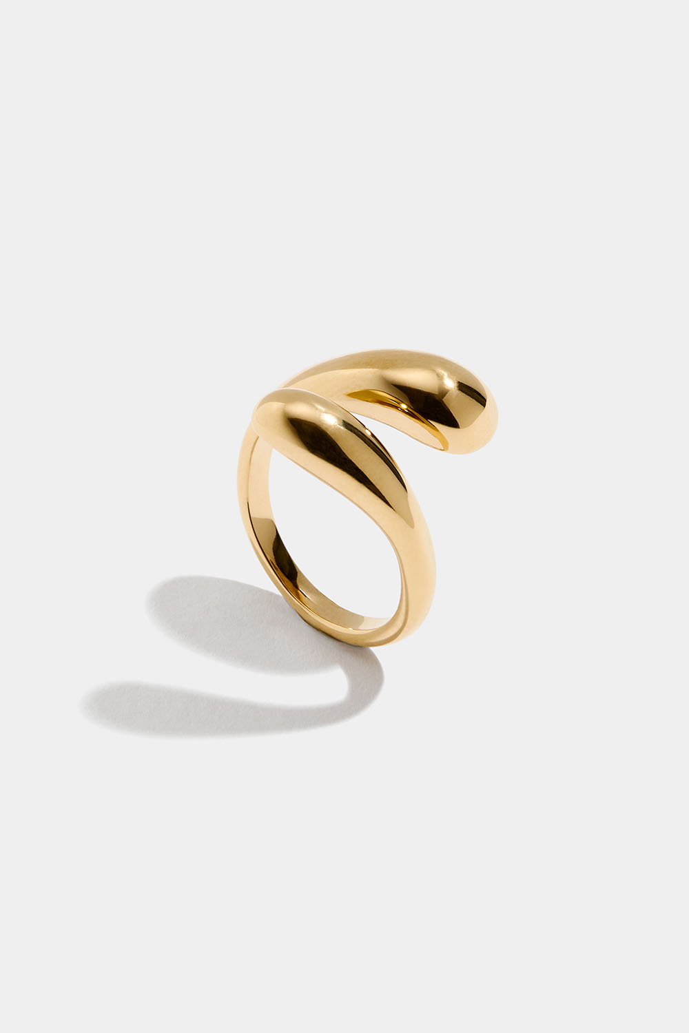 Åben ring i stål med 18k guld