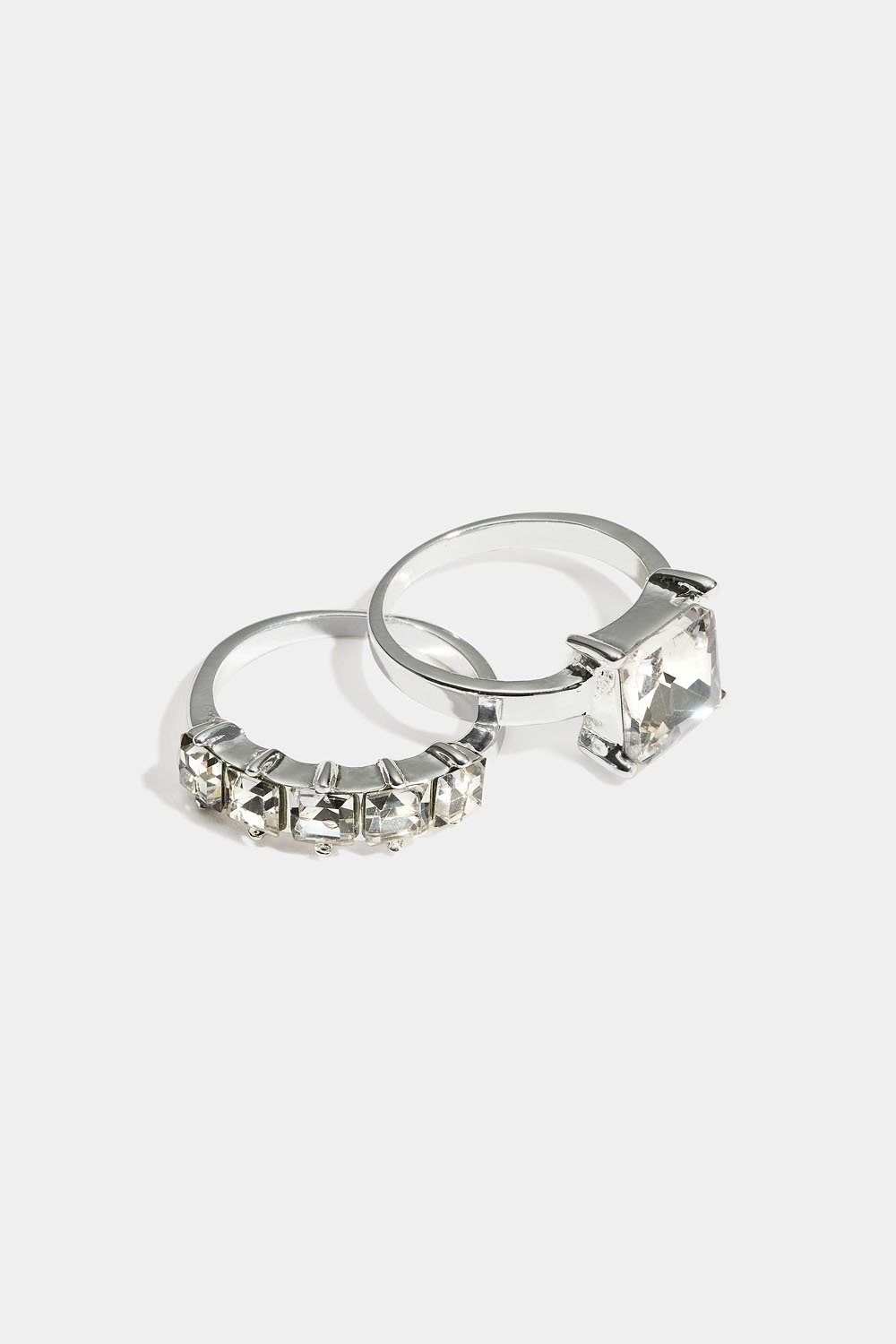Ringe med hvide sten, 2-pak