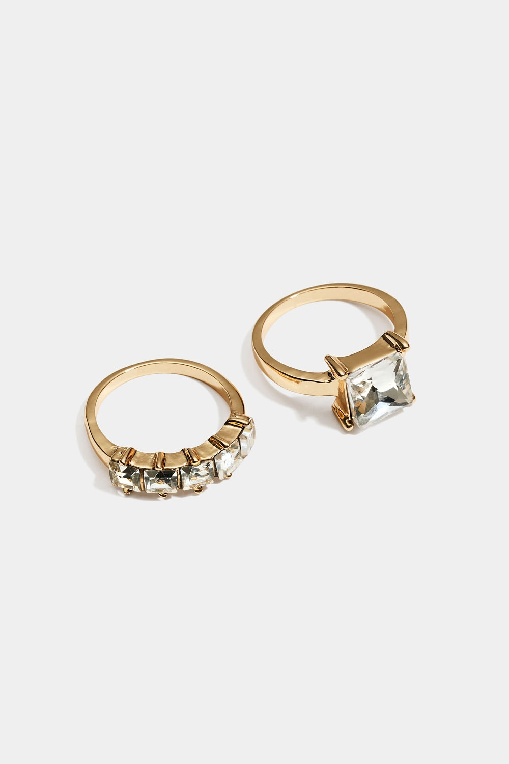 Gule ringe med hvide sten, pakke med 2 stk.
