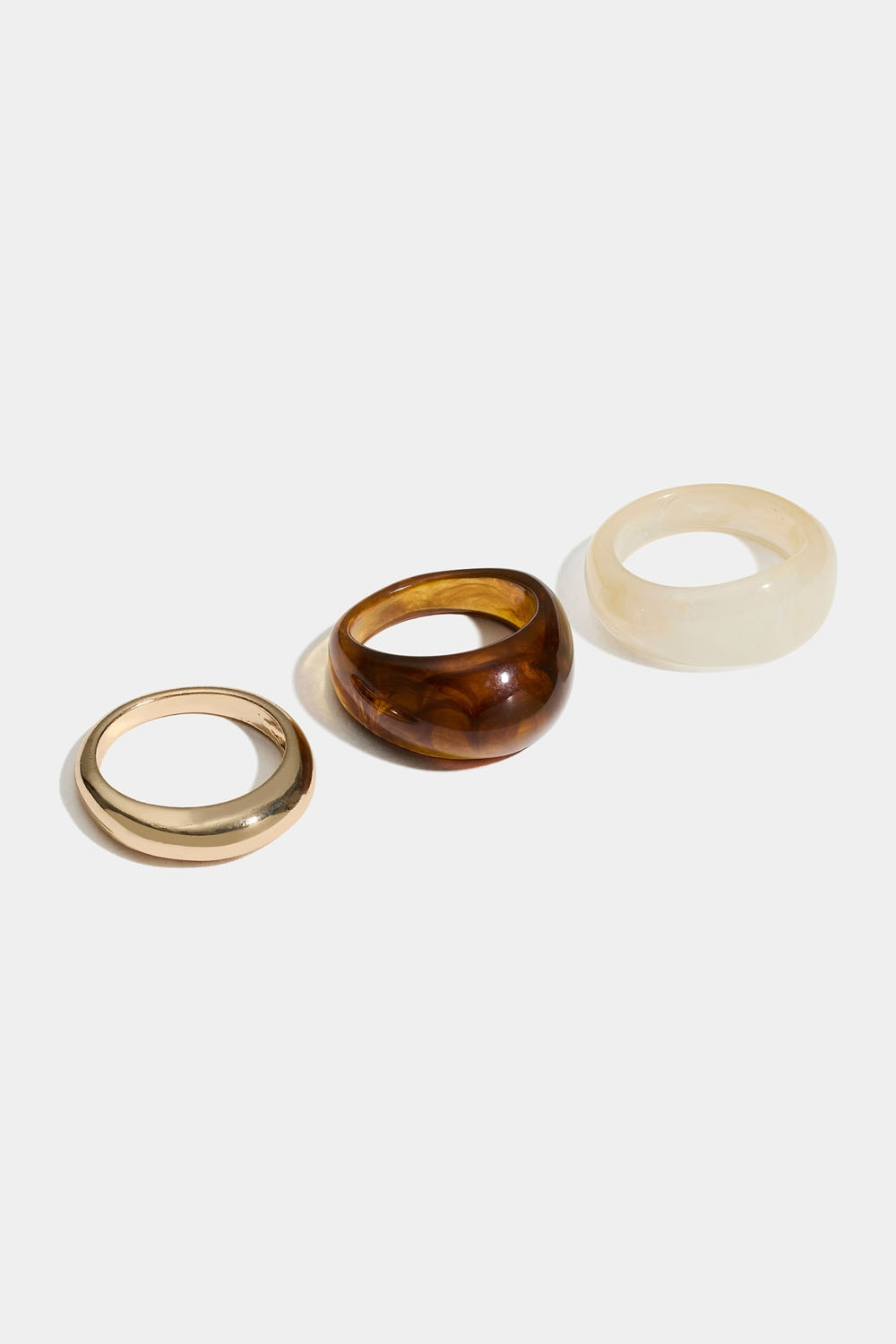 Ringe i akryl og metal, 3-pak