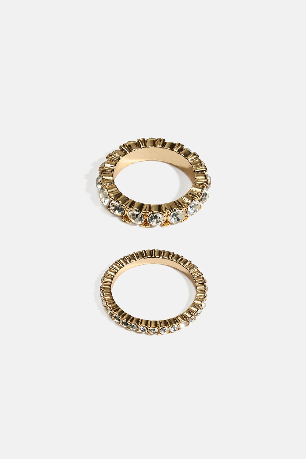 Guldfarvede ringe med rhinsten, 2-pak