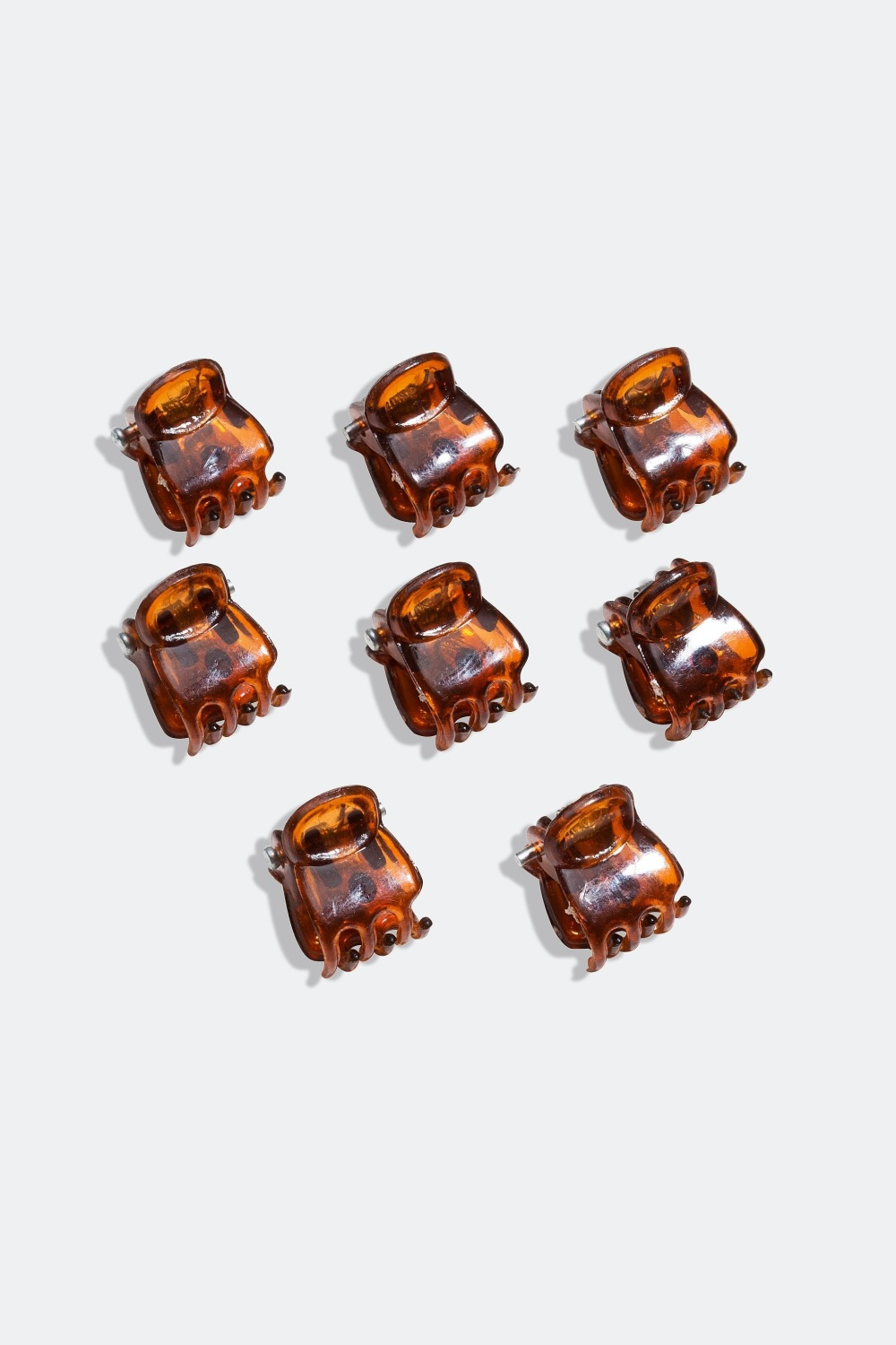 Mini hårklemme, 8 stk pr pakke, brun