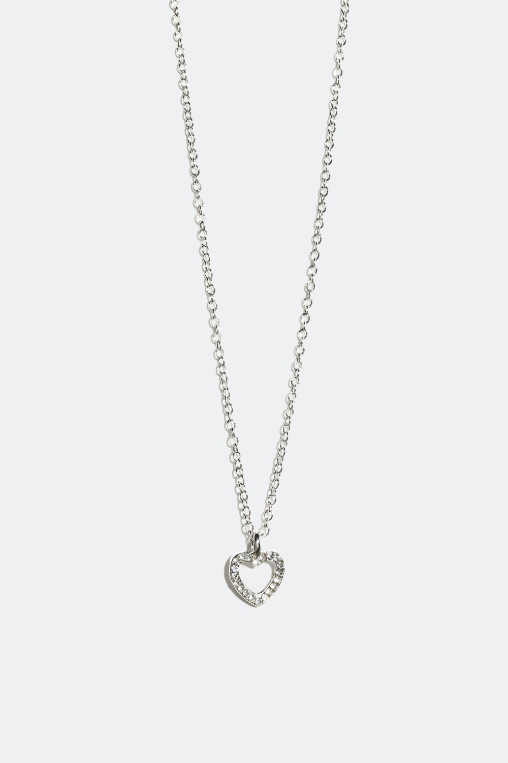 Halskæde med hjerte vedhæng udsmykket med glassten 