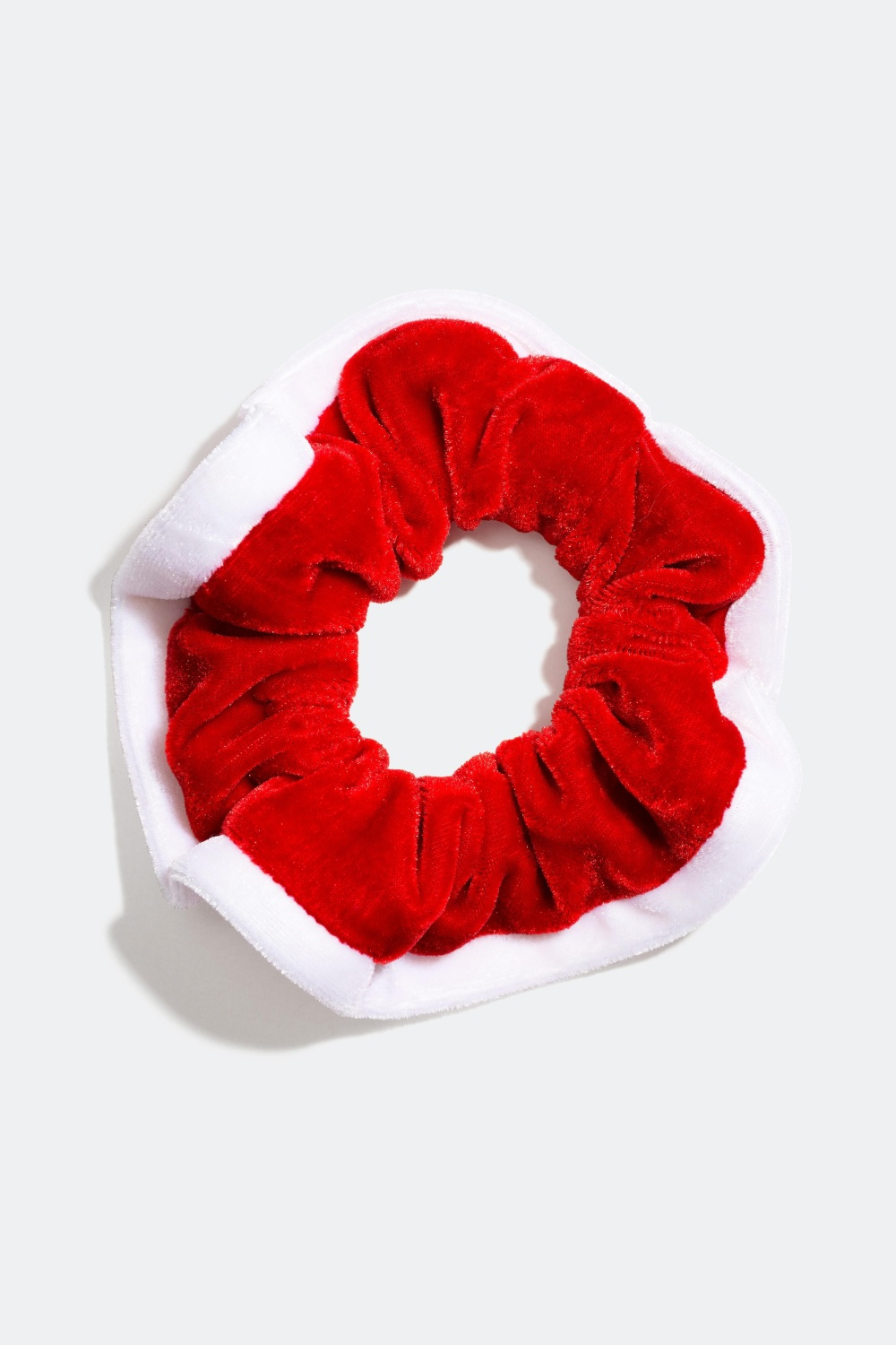 Rød scrunchie med hvid kant