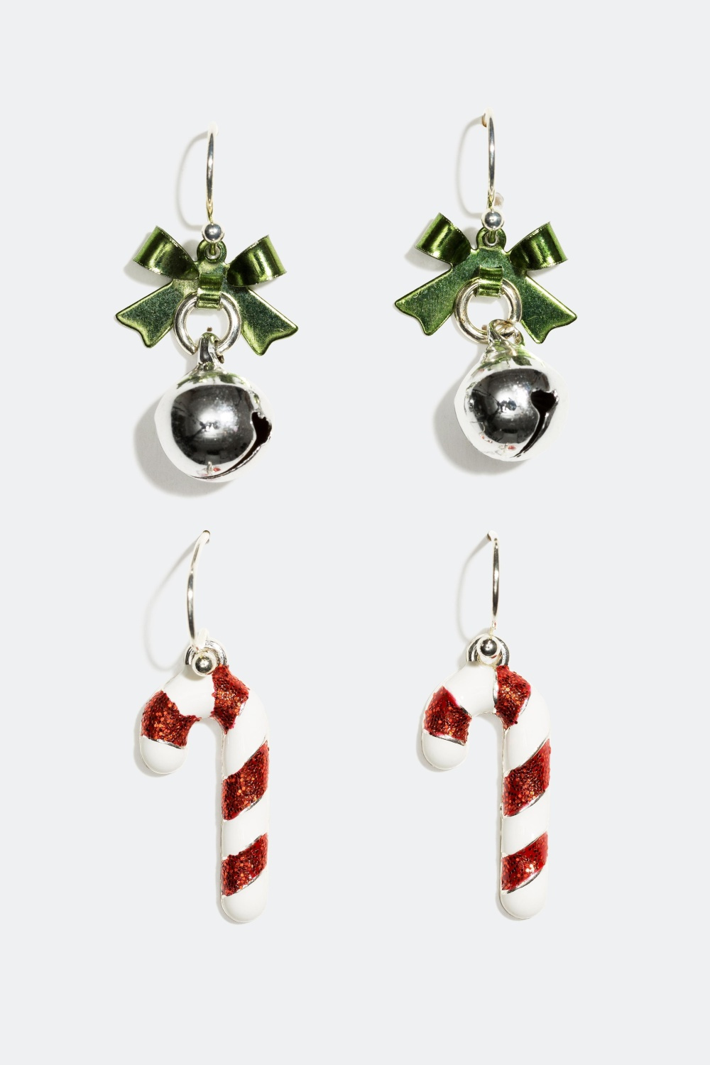Juleøreringe, candy canes og bjælder, 2-pack