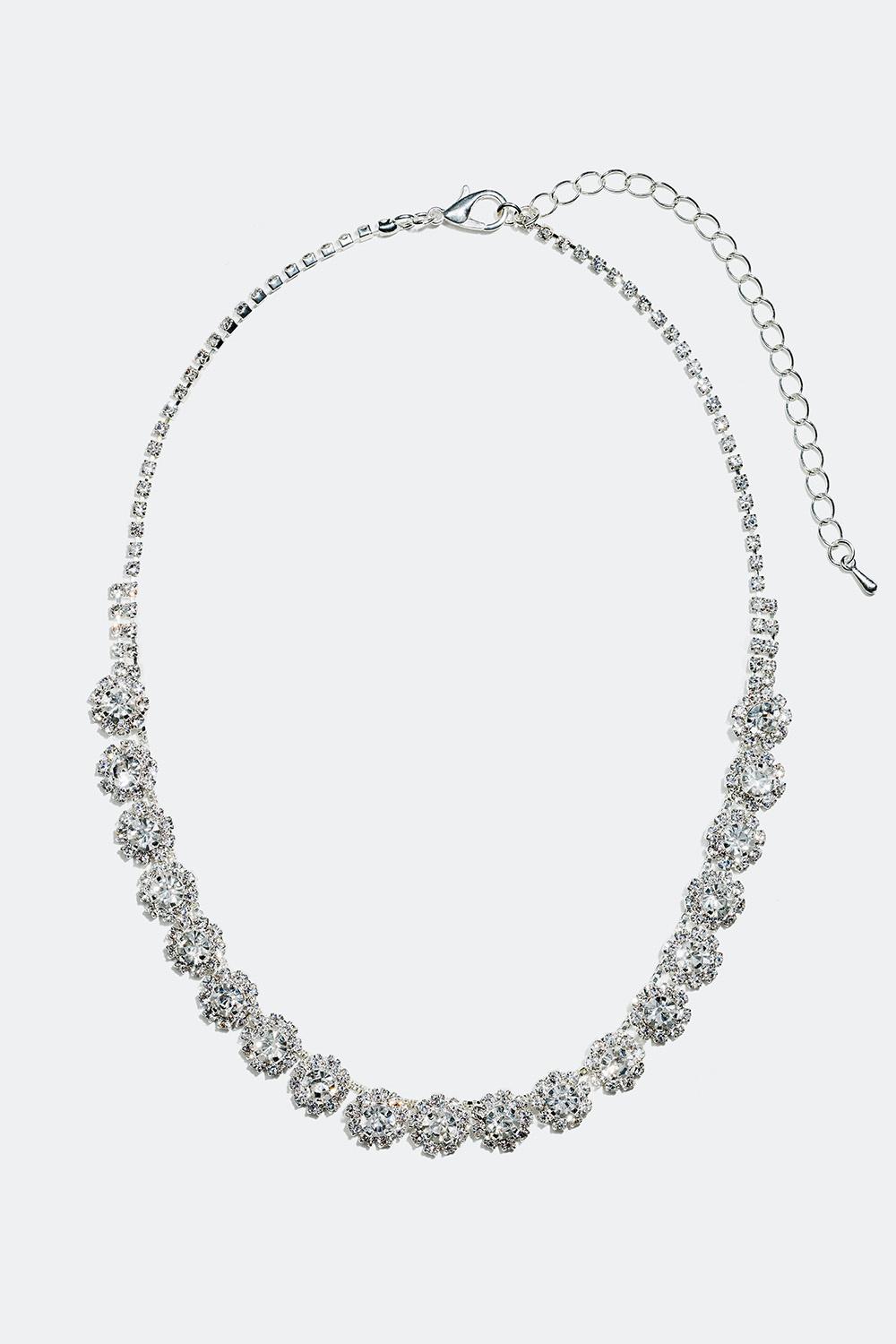 Halskæde med glassten i forskellige nuancer 