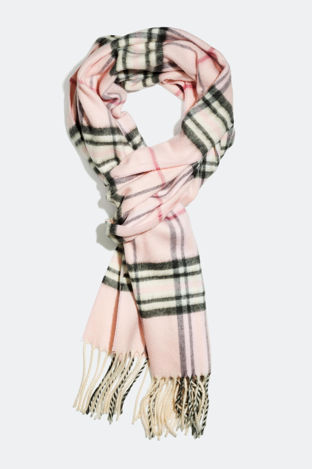 Ternet halstørklæde med frynser, lyserød