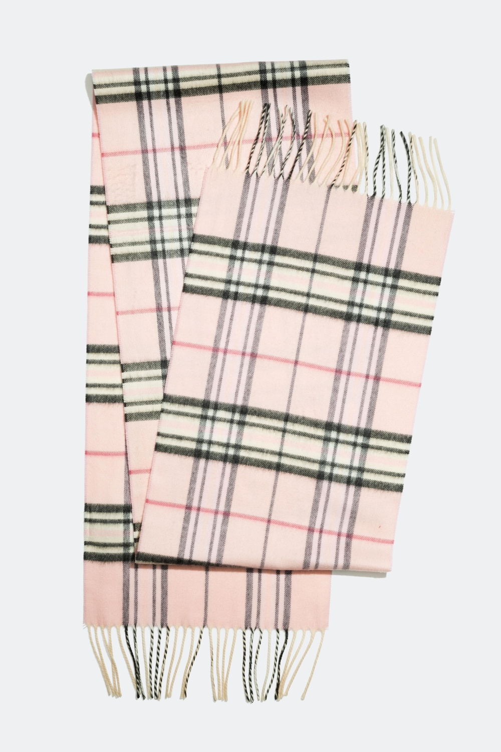 Ternet halstørklæde med frynser, lyserød