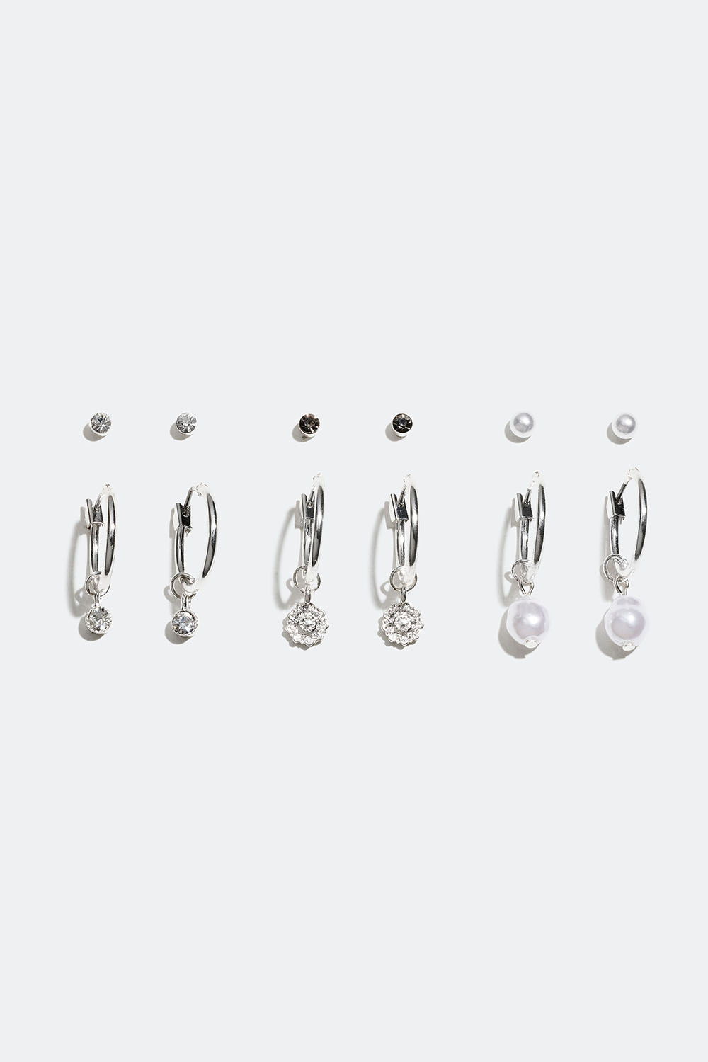 Ørestikker og creoler med vedhæng, 6-pak