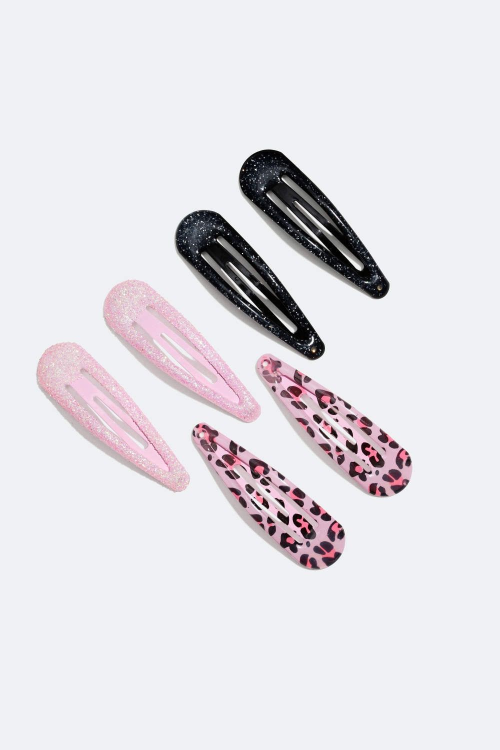 Hårspænder med glimmer og leopardmønster