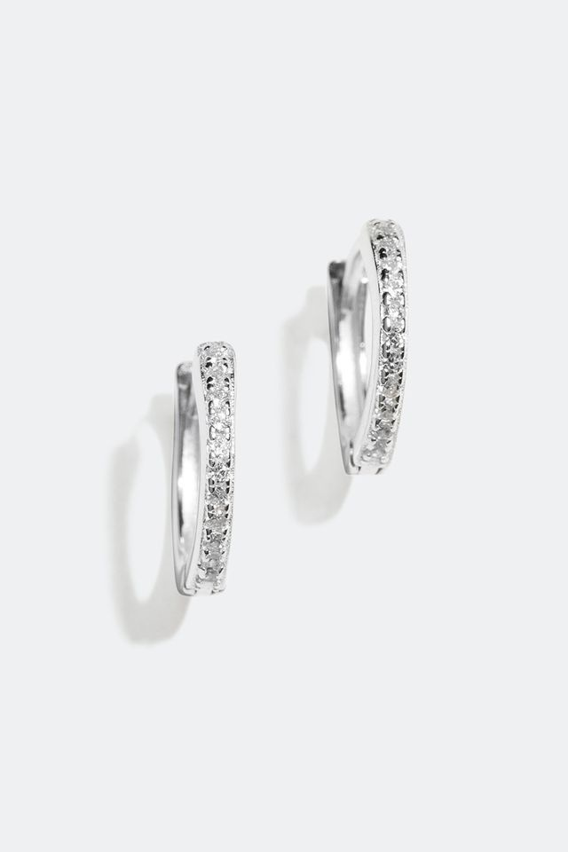 Små hoops med kubisk zirkonia, 1,2 cm