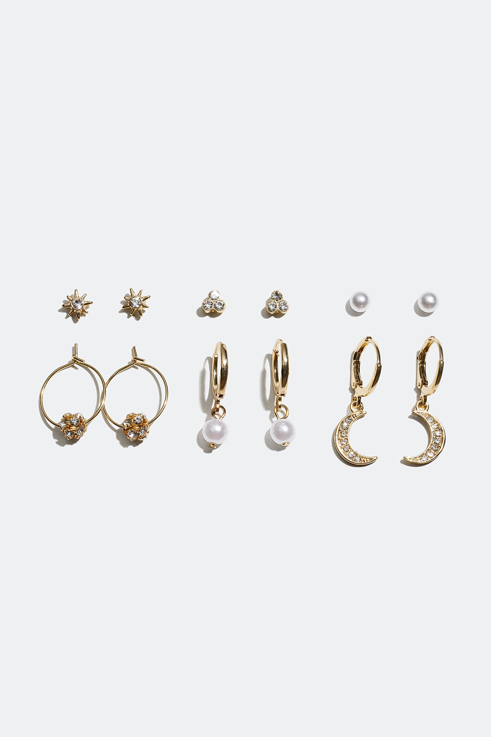 Ørestikker, creoler med vedhæng, 6-pak