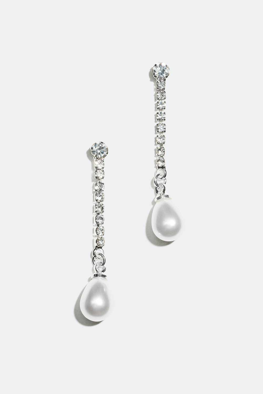 Øreringe med similikæde med perle