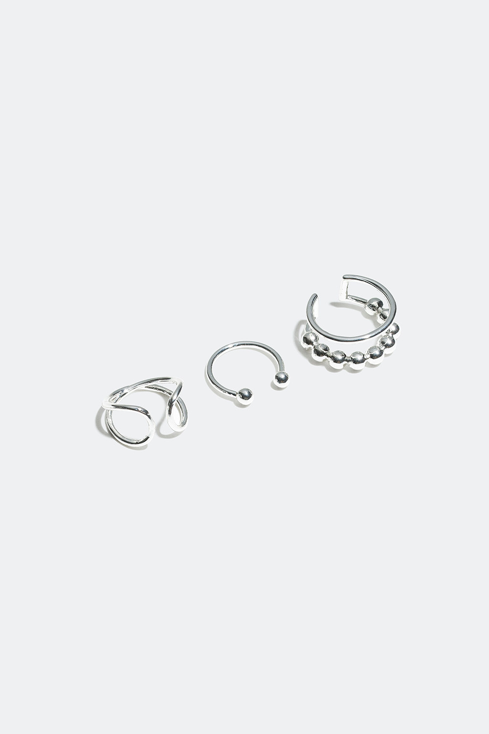 Tynde earcuffs med metalkugler, 3-pak