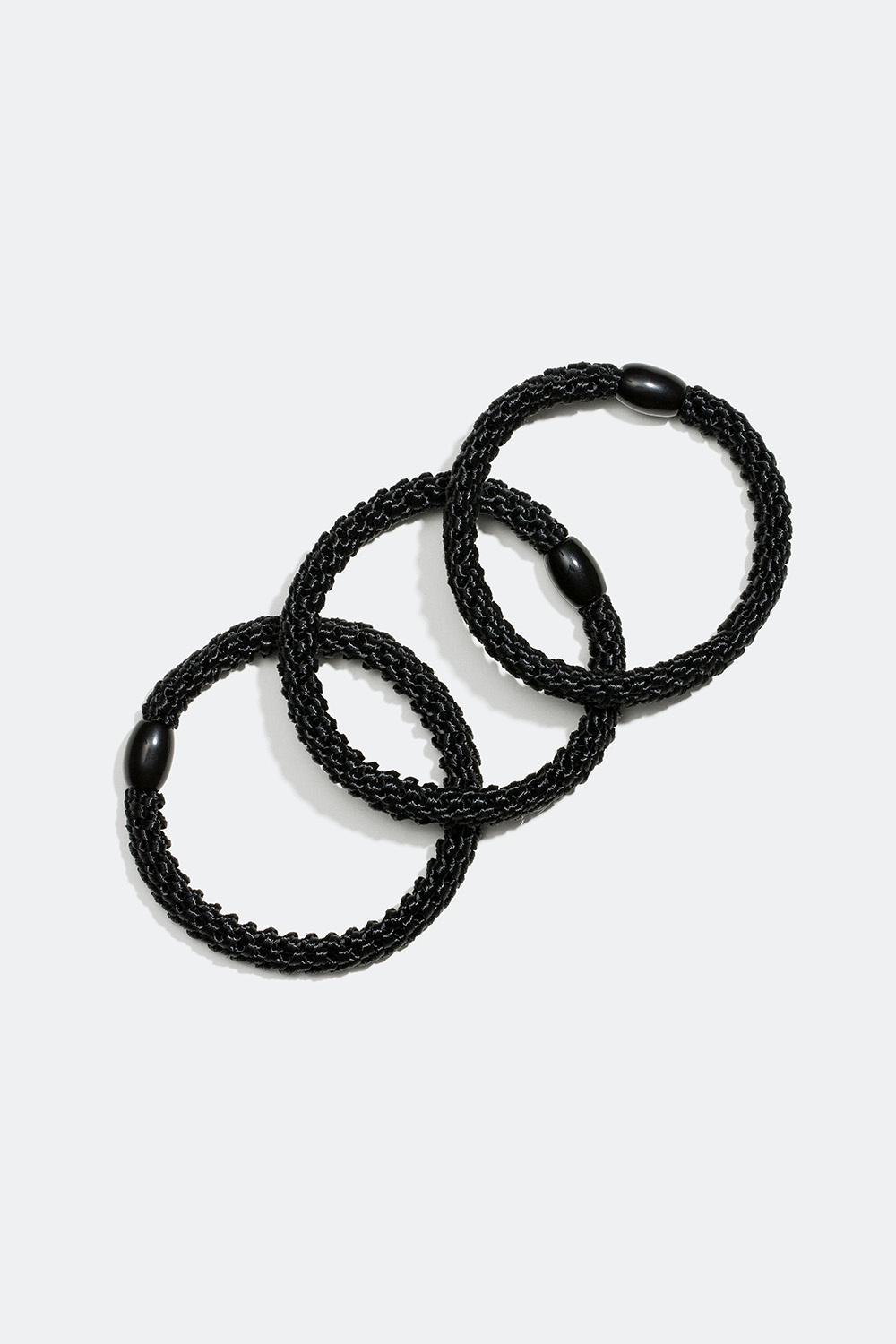 Flettede hårelastikker med perledetalje, 3-pak