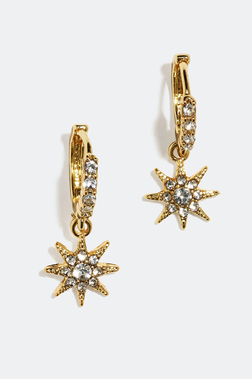 Hoops med stjerneformede vedhæng og glassten
