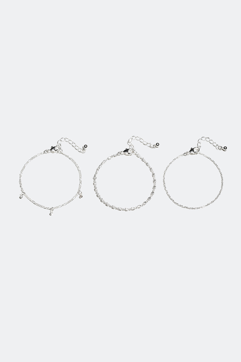 Armbånd med kæder og glassten, 3-pak