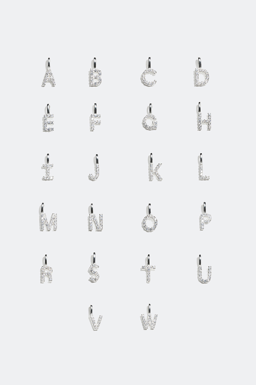 Charm i ægte sølv med bogstaver i similisten
