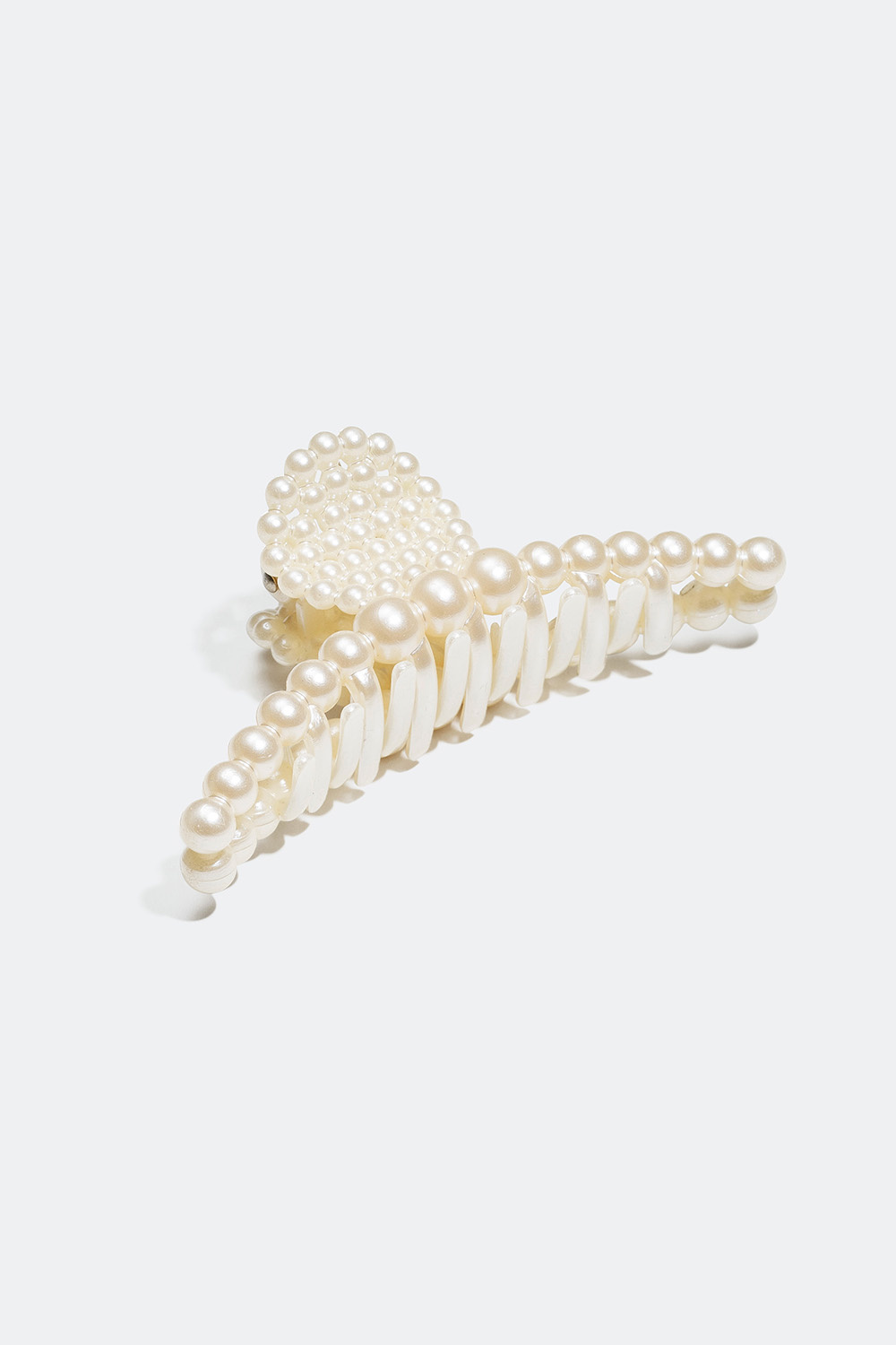 Aflang hårklemme med hvide plastperler