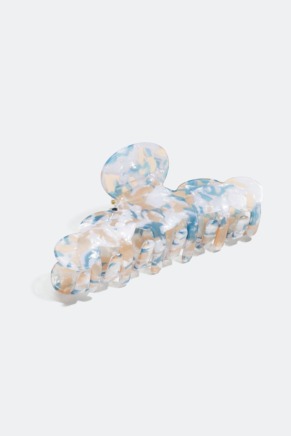 Blåmeleret hårklemme med afrundede kanter