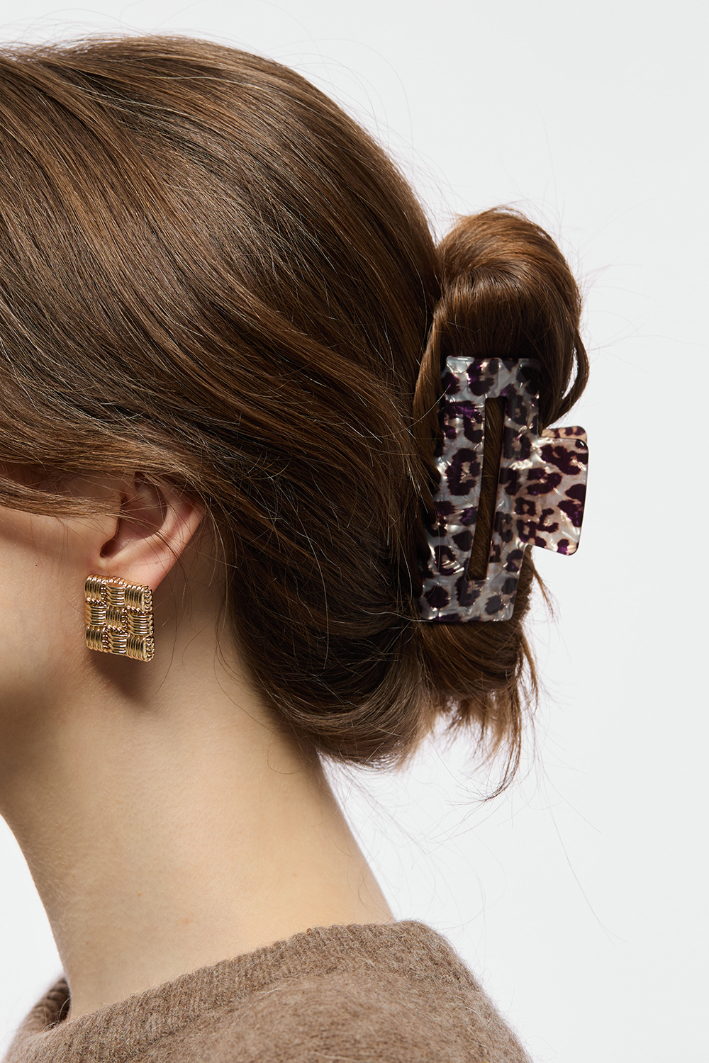 Hårspænde med glitrende leopardprint