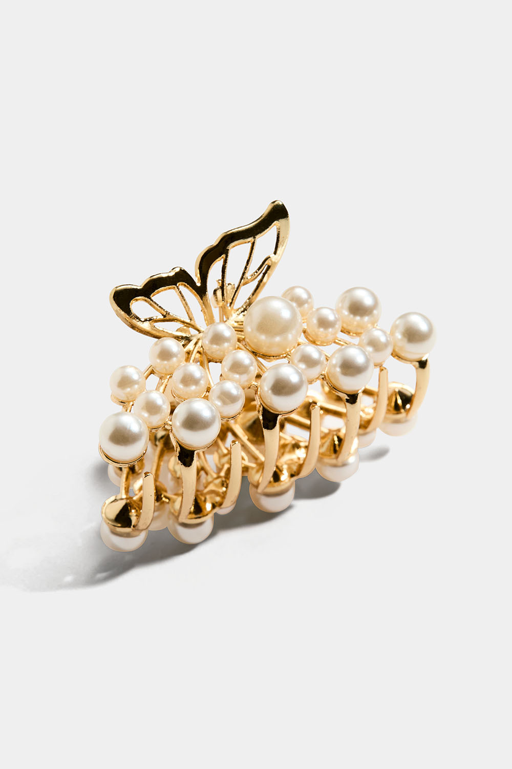 Hårklemme med sommerfugl, perler og rhinsten