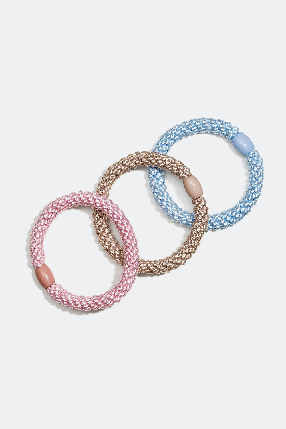 Flettede hårelastikker i forskellige farver, 3-pak