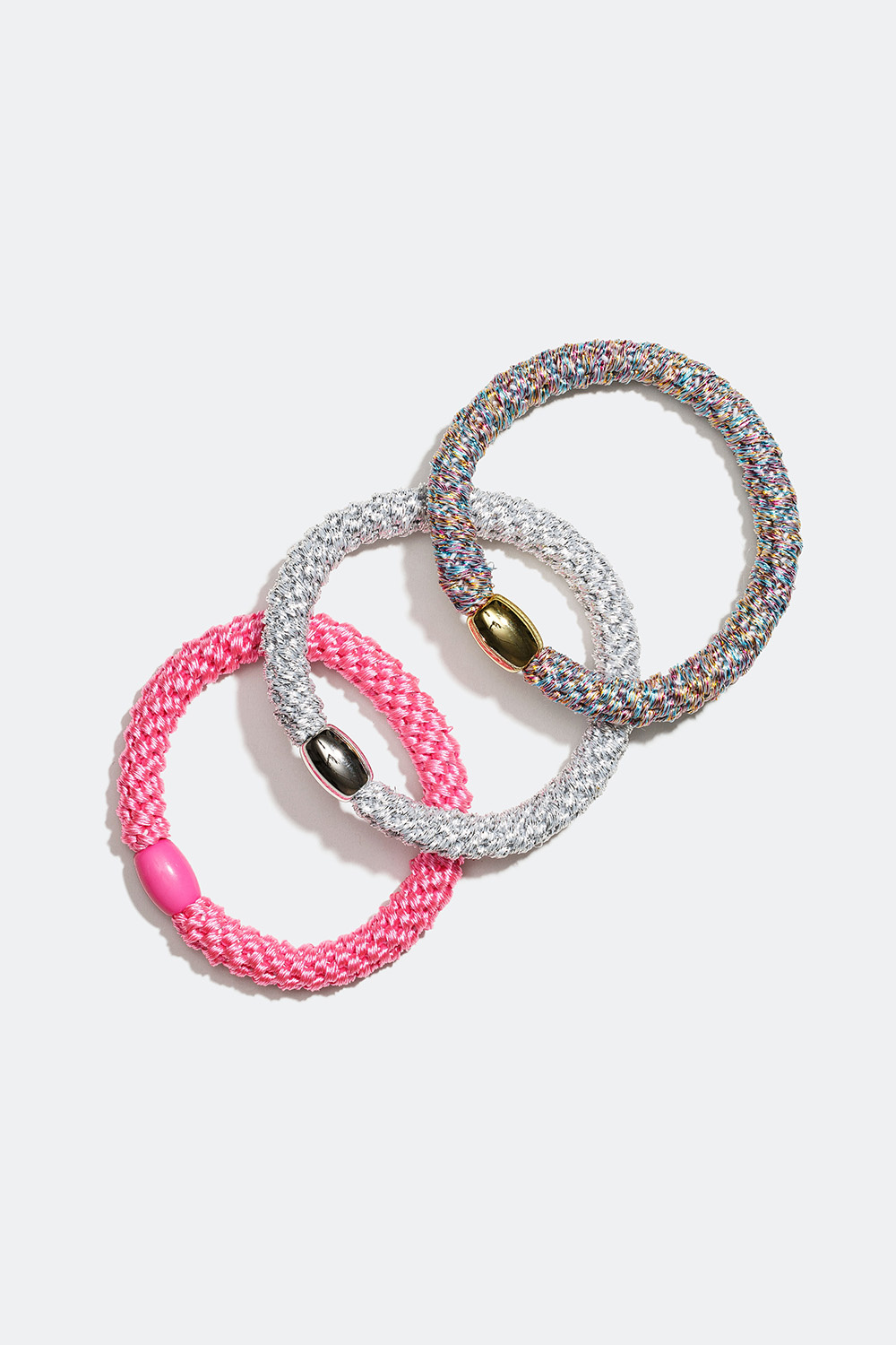 Flettede hårelastikker i blandede farver, 3-pak