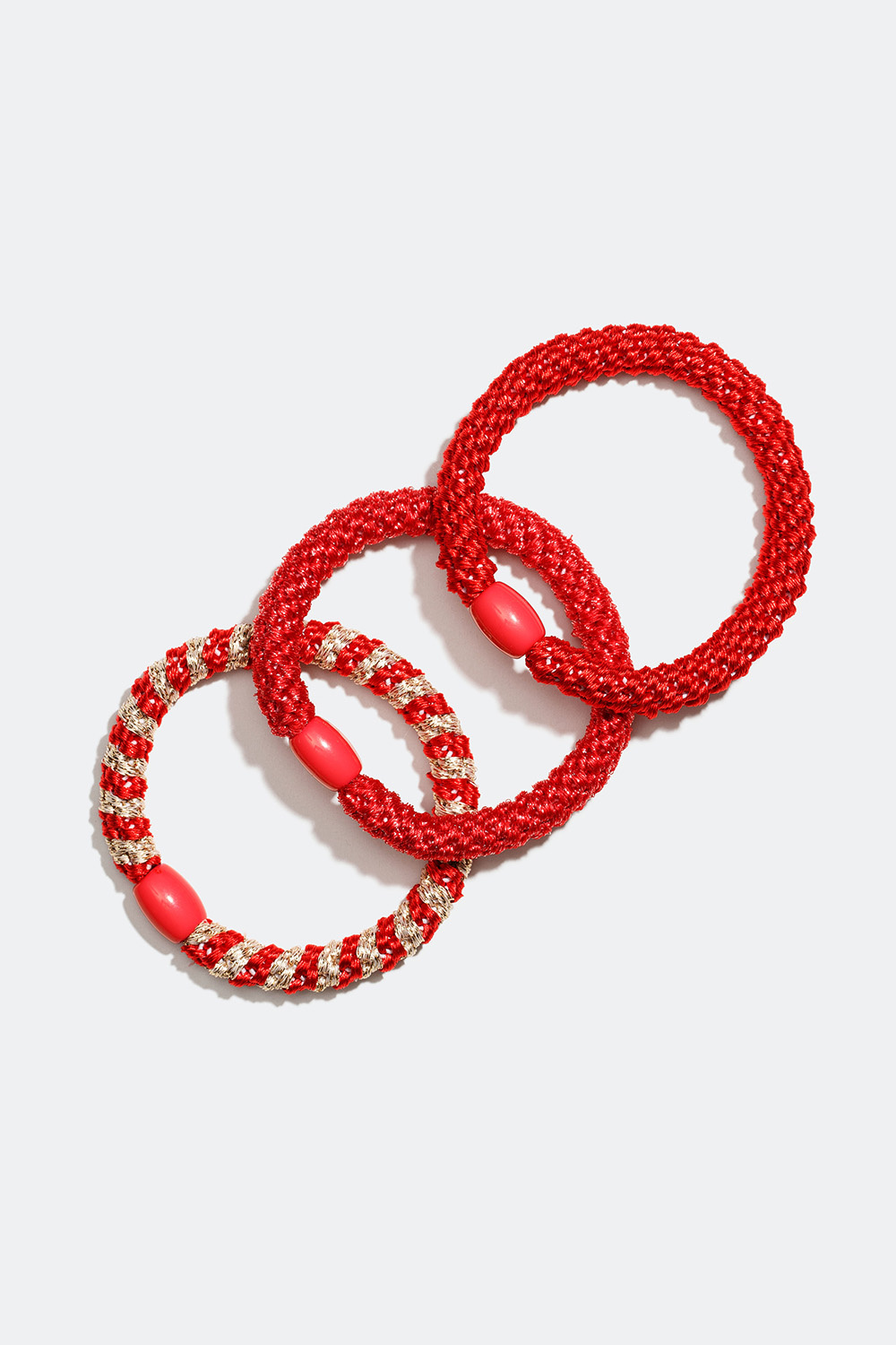 Flettede hårelastikker i blandede røde nuancer, 3-pak