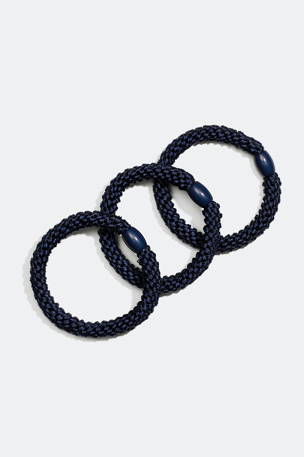 Flettede hårelastikker i mørkeblå, 3-pak