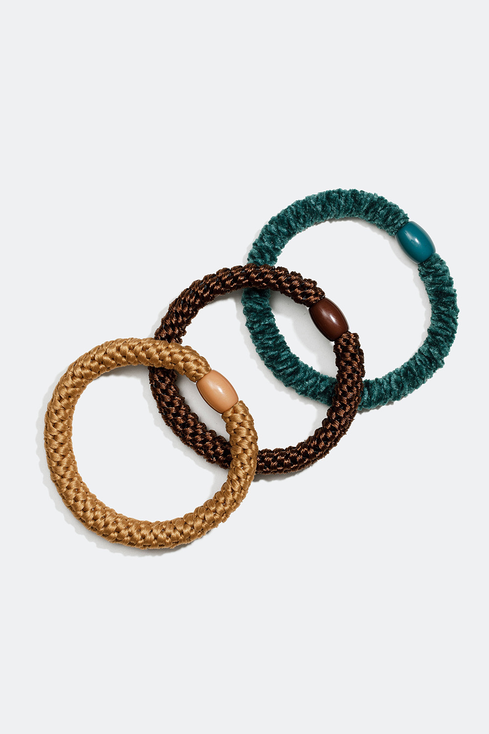 Flettede hårelastikker i jordnære farver, 3-pak