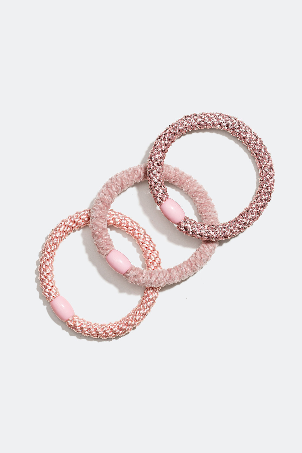 Flettede hårelastikker i blandede lyserøde nuancer, 3-pak