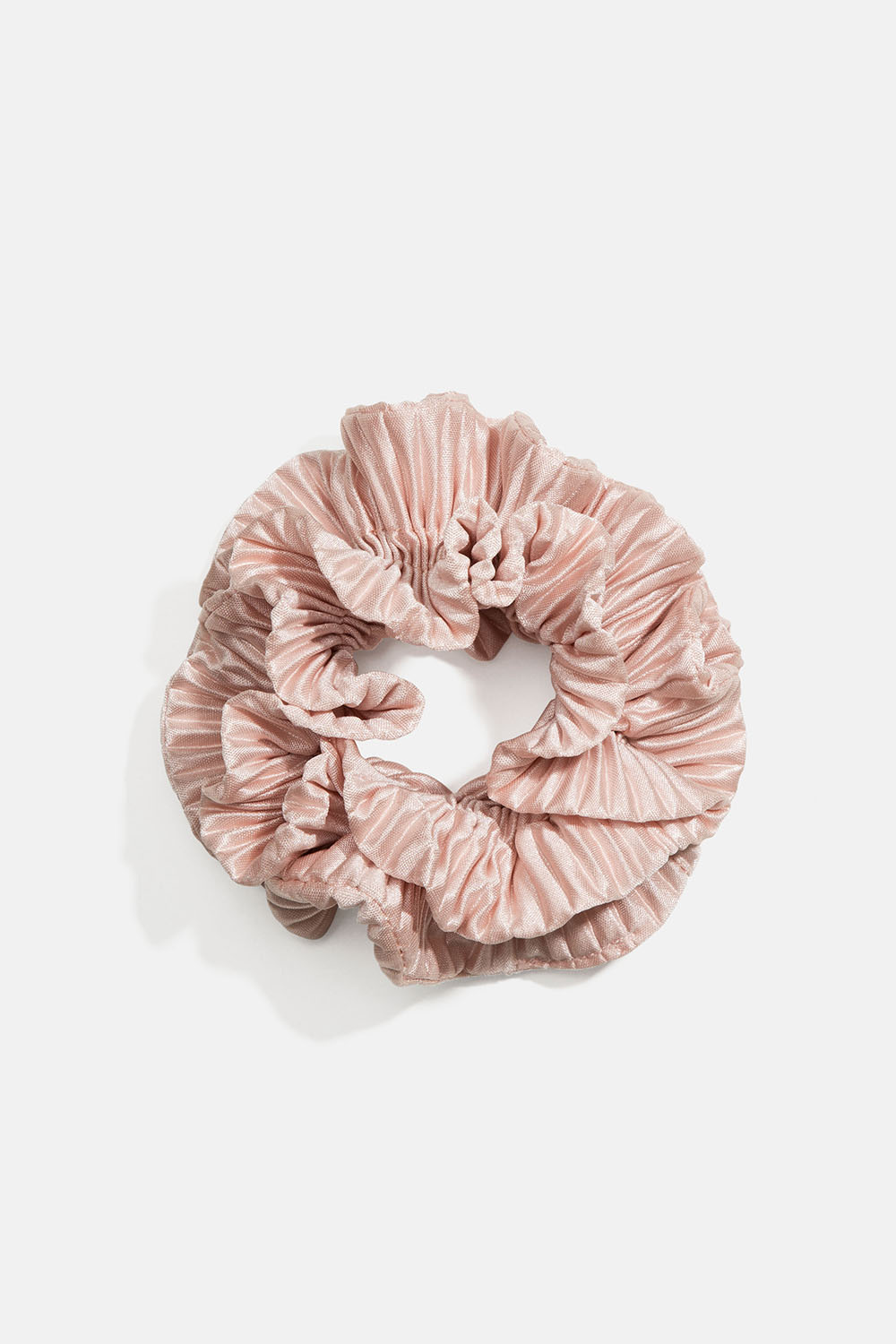 Rosa, plisseret scrunchie med volanter