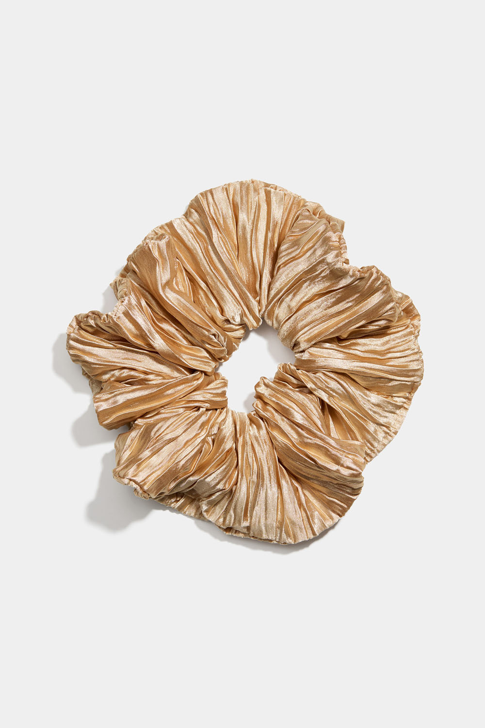 Plisseret, beige scrunchie
