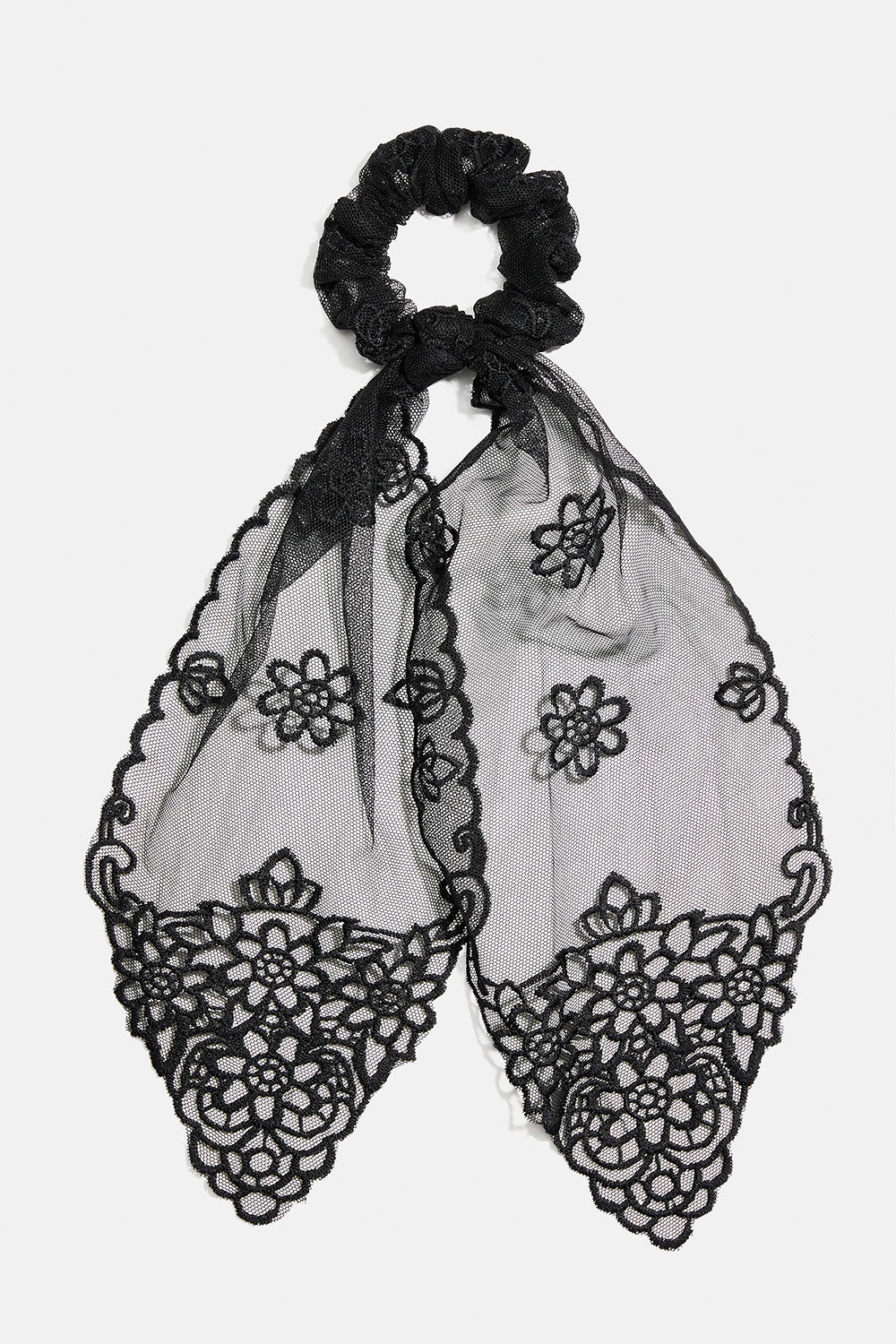 Sort scrunchie tail med blondestof