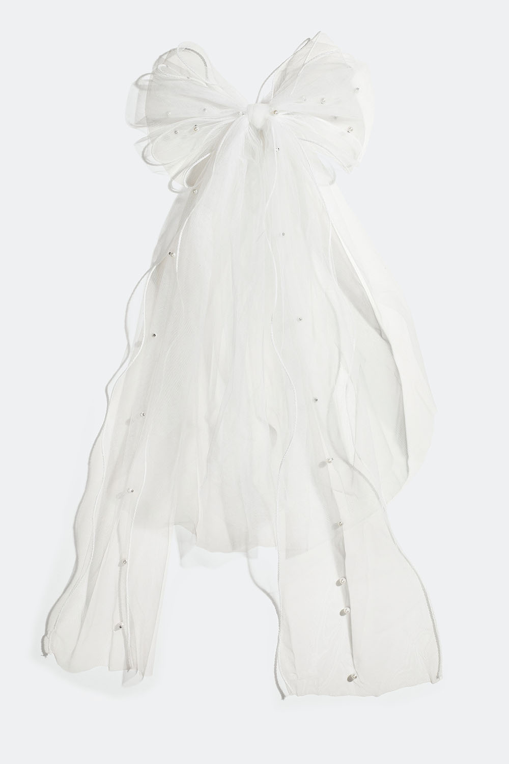 Hårspænde med hvid sløjfe i organza med perler