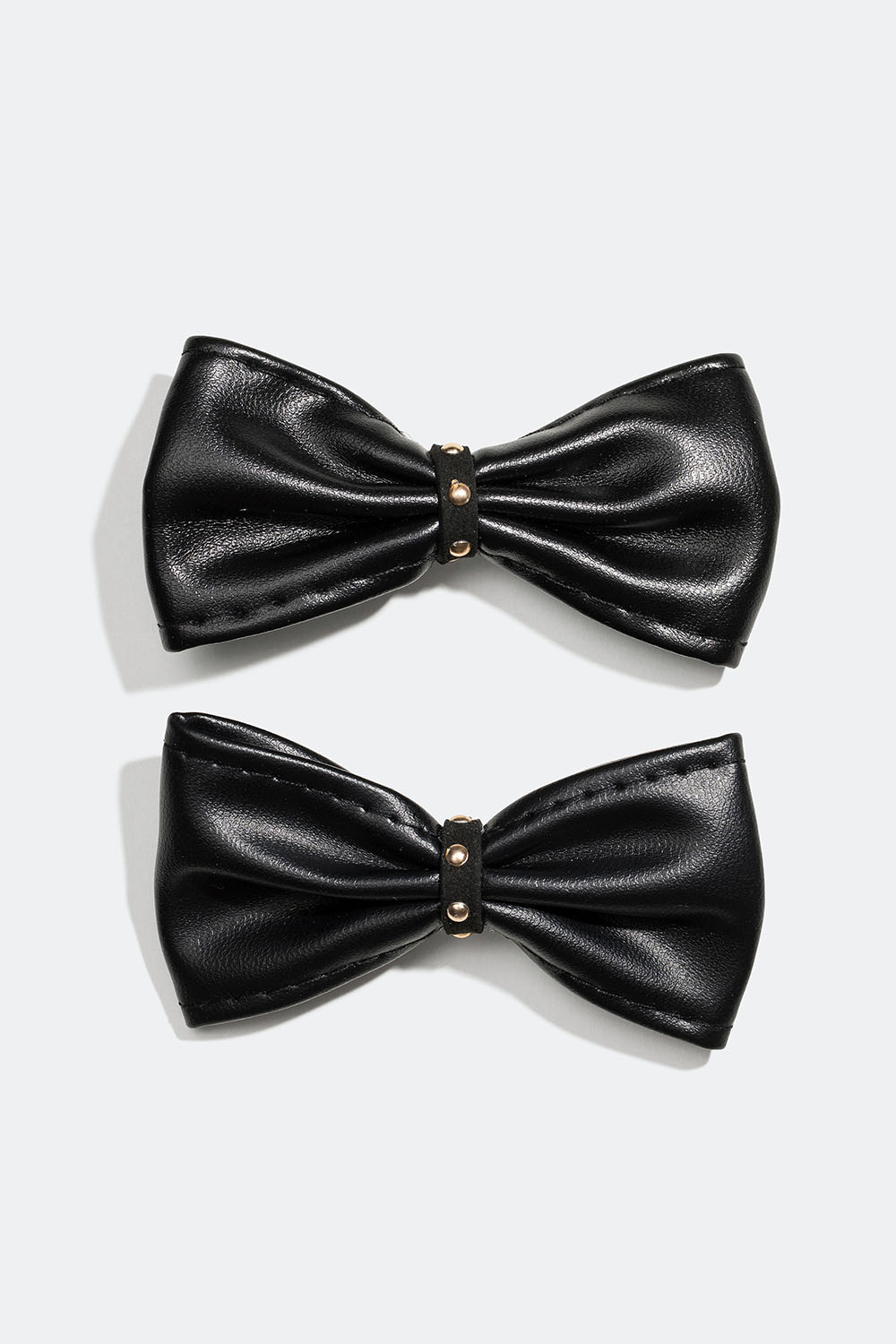 Hårspænde med sorte sløjfer i imiteret læder, 2-pak