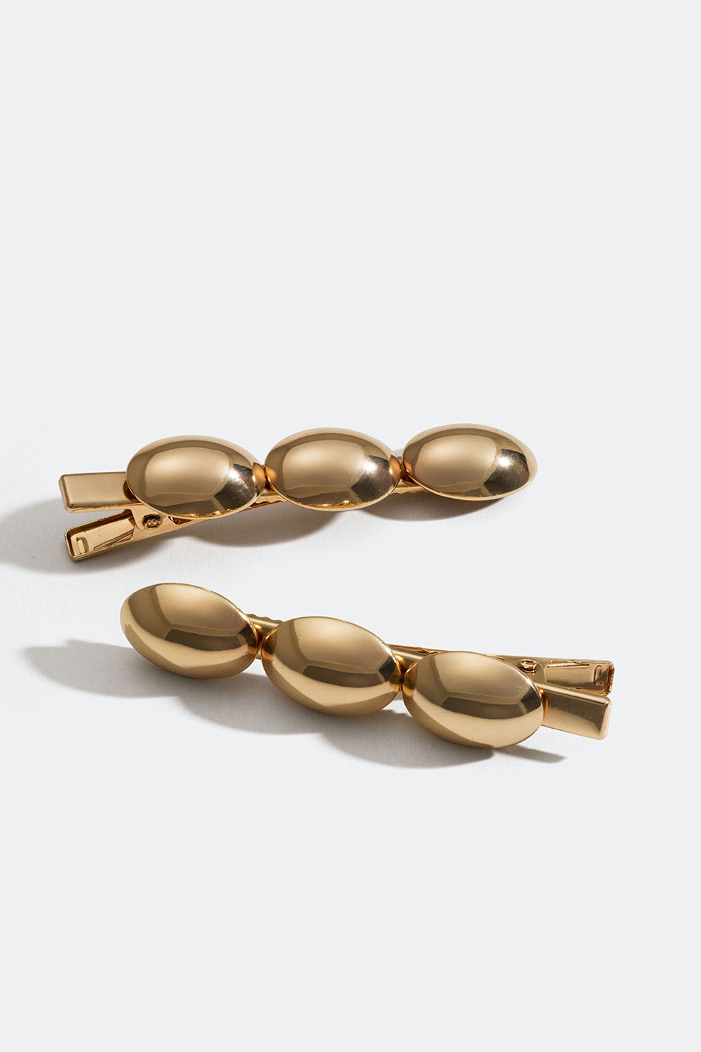 Guldfarvede hårspænder med ovale plader, 2-pak