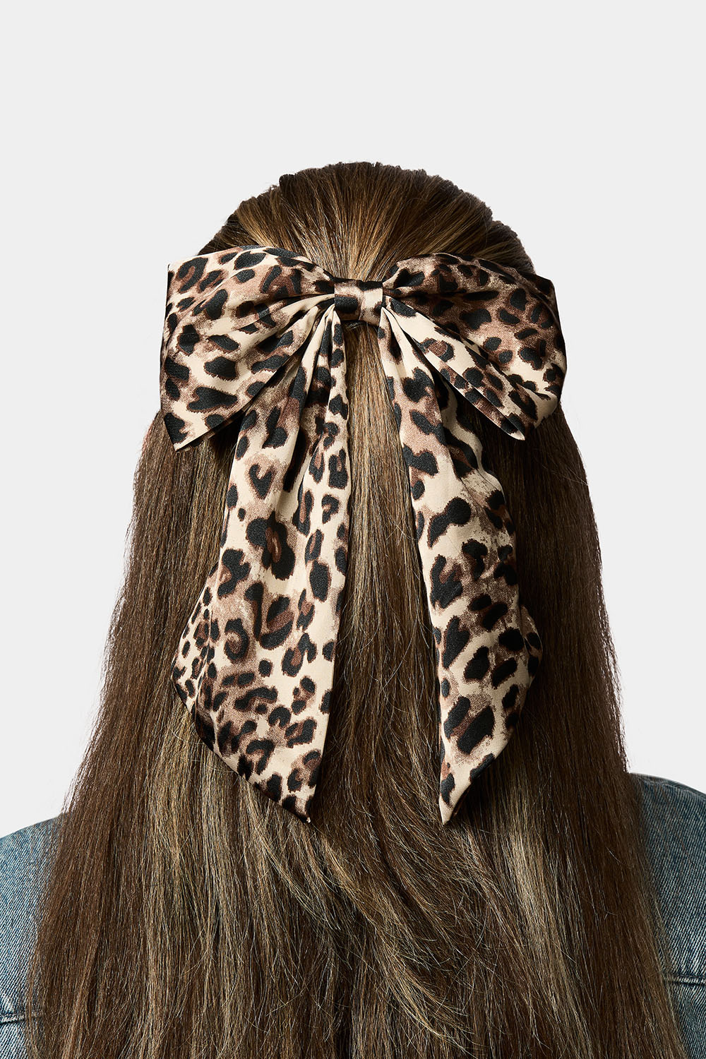 Hårspænde med stor leopardmønsteret sløjfe