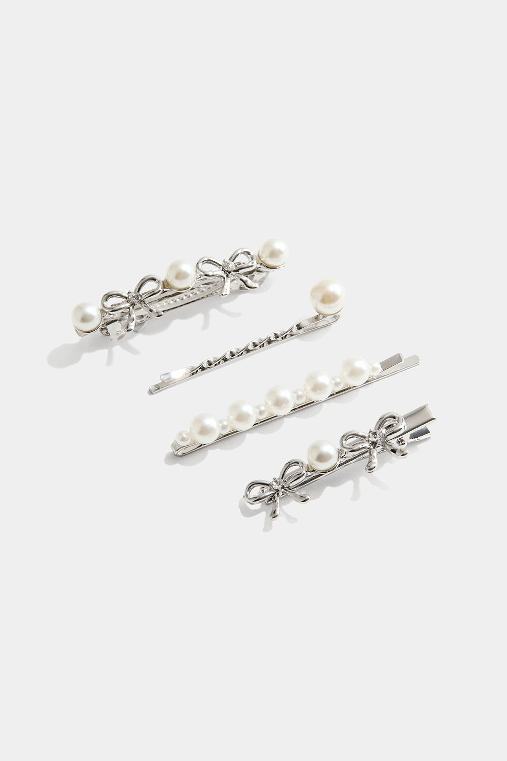 Hårspænder med sløjfer og perler, 4-pak