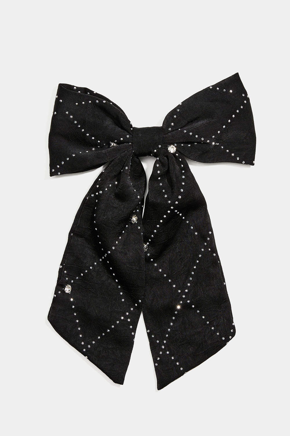 Hårspænde med sort sløjfe, små nitter og sten